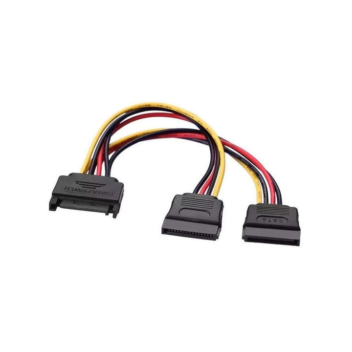 Aisens Cable SATA Alimentacion - SATA/M-2xSATA/H - 20cm - Color Negro