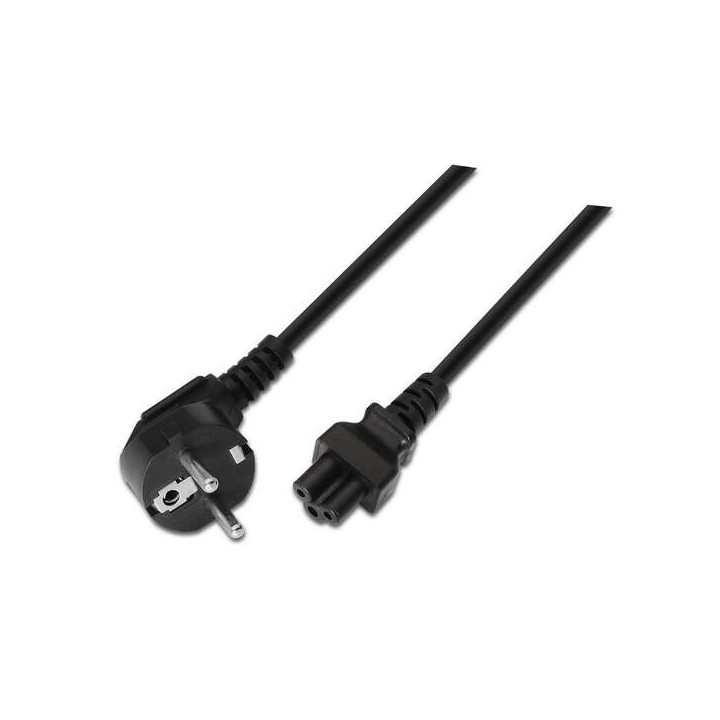 Aisens Cable Alimentacion Trebol - CEE7 Acodado/M-C5/H - 1.5m - 100% Cobre Puro AWG18 - Color Negro