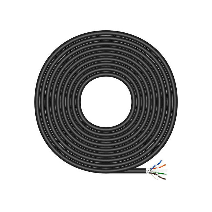 Aisens Cable de Red Exterior Impermeable RJ45 Cat.6 Ftp Rigido Awg24 - 100m - Color Negro