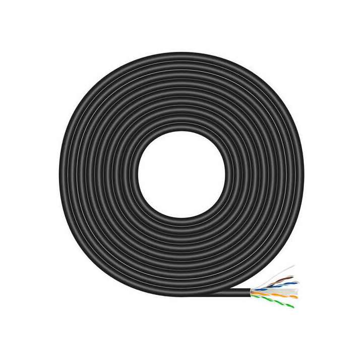 Aisens Cable de Red Exterior Impermeable RJ45 Cat.6 UTP Rigido CCA AWG23 - 100m - Color Negro