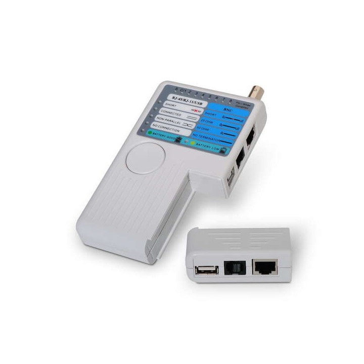 Aisens Testeador para Cable RJ11/RJ12/RJ45 - USB - Coaxial - Color Gris