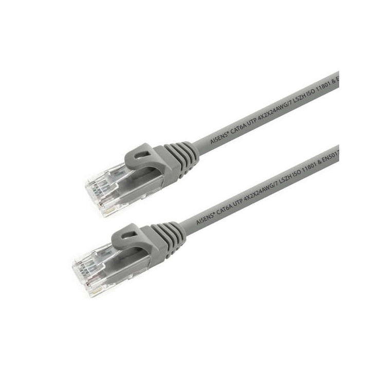Aisens Cable de Red Latiguillo RJ45 LSZH Cat.6A 500 Mhz UTP AWG24 - 0.50m - Libre de Halogenos - 10 Gigabit/s - Color Gris