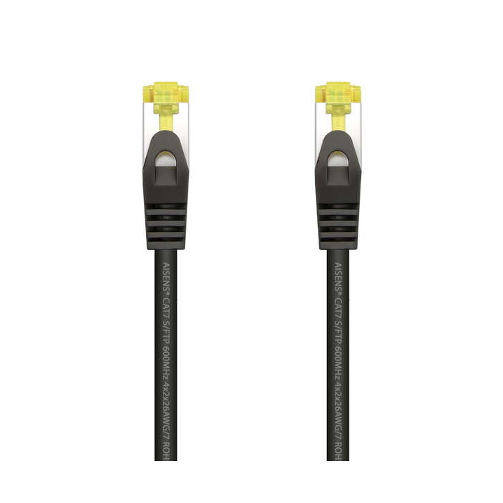 Aisens Cable de Red Latiguillo RJ45 LSZH Cat.7 600 MHz S/FTP PIMF AWG26 - 0.5M - Color Negro