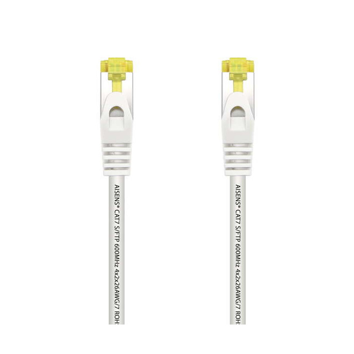 Aisens Cable de Red Latiguillo RJ45 LSZH Cat.7 600 MHz S/FTP PIMF AWG26 - 25cm - Color Blanco