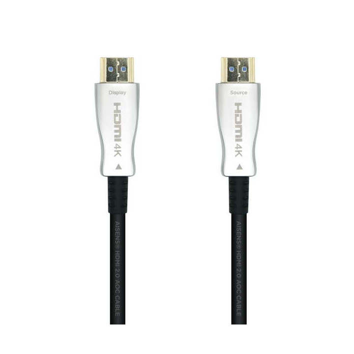Aisens Cable HDMI V2.0 AOC (Active Optical Cable) Premium Alta Velocidad/ HEC 4K@60HZ 18GBPS - A/M-A/M - 15m - Color Negro