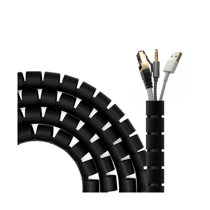Aisens Organizador De Cable En Espiral 25mm - 2.0m - Color Negro