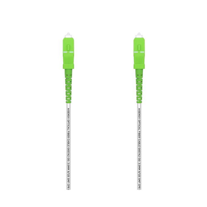 Aisens Cable Fibra Optica Latiguillo G657A2 3.0 9/125 SMF Simplex CPR Dca LSZH - SC/APC-SC/APC - 7.0M - Color Blanco