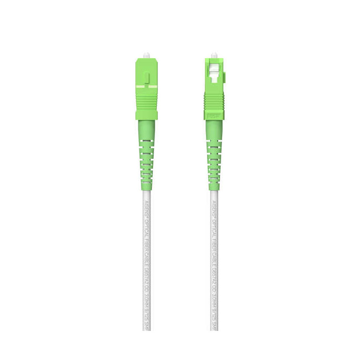 Aisens Cable Fibra Optica Latiguillo G657A2 3.0 9/125 SMF Simplex CPR Dca LSZH - SC/APC-SC/APC - 100m - Color Blanco