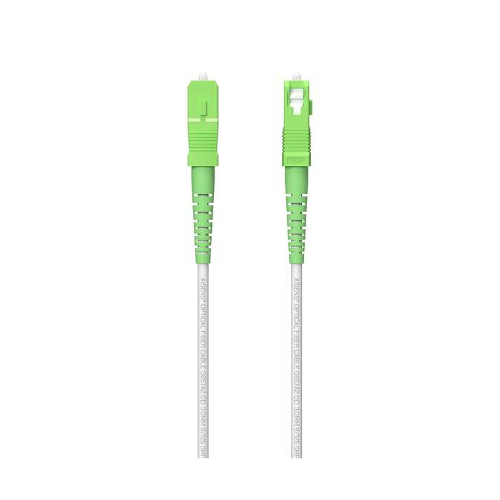 Aisens Cable Fibra Optica Latiguillo G657A2 3.0 9/125 SMF Simplex CPR Dca LSZH - SC/APC-SC/APC - 200m - Color Blanco