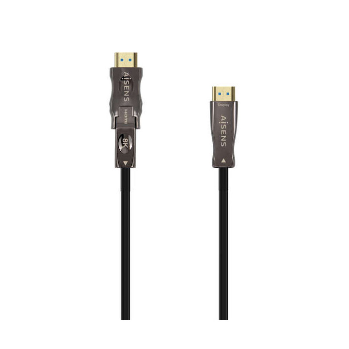 Aisens Cable Hdmi V2.1 AOC Desmontable Ultra Alta Velocidad / Hec 8K@60Hz 4K@120Hz 4:4:4 48Gbps - A/M-D/A/M - 50M - Color Negro