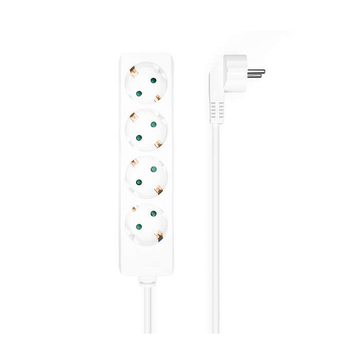Aisens Regleta Multiple de 4 Tomas sin Interruptor con Cable 3×1.5mm2 - 1.4m - Color Blanco
