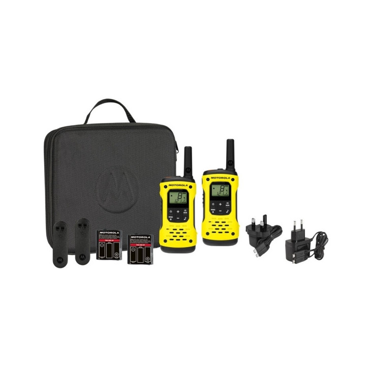 Motorola T92H2O Pack 2 Walkie Talkies - 8 Canales PMR446 + 121 Codigos - Alcance de hasta 10km - Autonomia hasta 16h - IP67