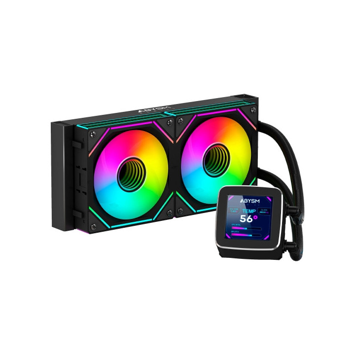Abysm Oceanic LCD 240 ARGB Kit de Refrigeracion Liquida - 2 Ventiladores de 120mm - Iluminacion ARGB - Pantalla LCD 2.8" - Bomb