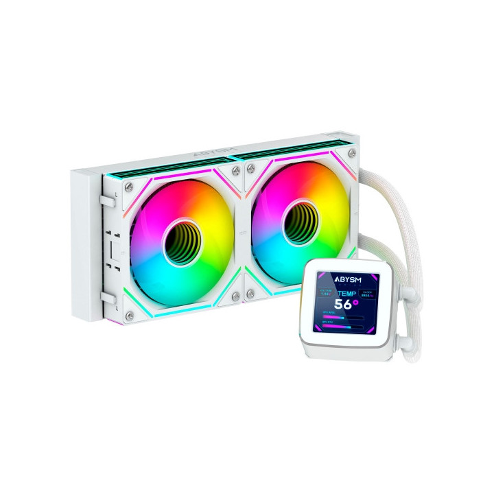 Abysm Oceanic LCD 240 ARGB Kit de Refrigeracion Liquida - 2 Ventiladores de 120mm - Iluminacion ARGB - Pantalla LCD 2.8" - Bomb