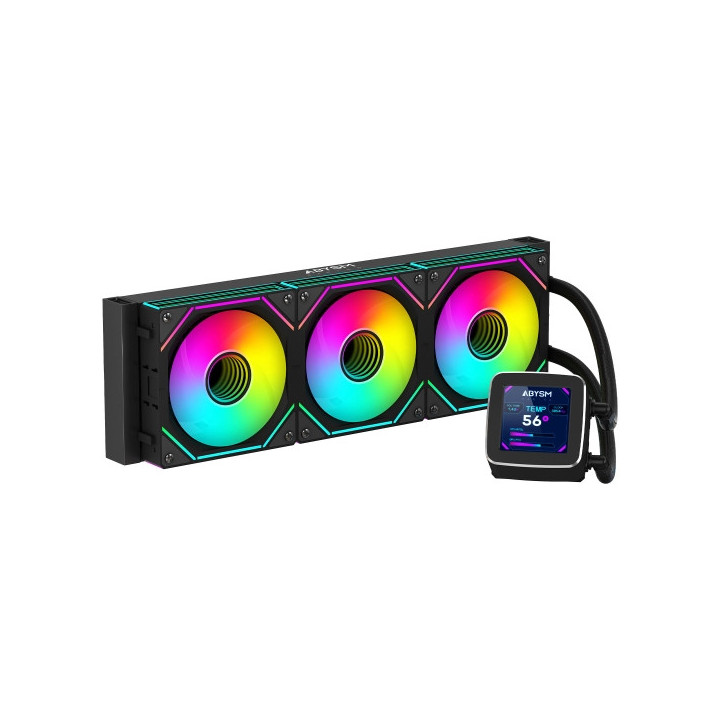 Abysm Oceanic LCD 360 ARGB Kit de Refrigeracion Liquida - 3 Ventiladores de 120mm - Iluminacion ARGB - Pantalla LCD 2.8" - Bomb