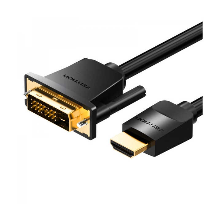 Vention Conversor DVI Macho a HDMI Macho - 1m - Color Negro