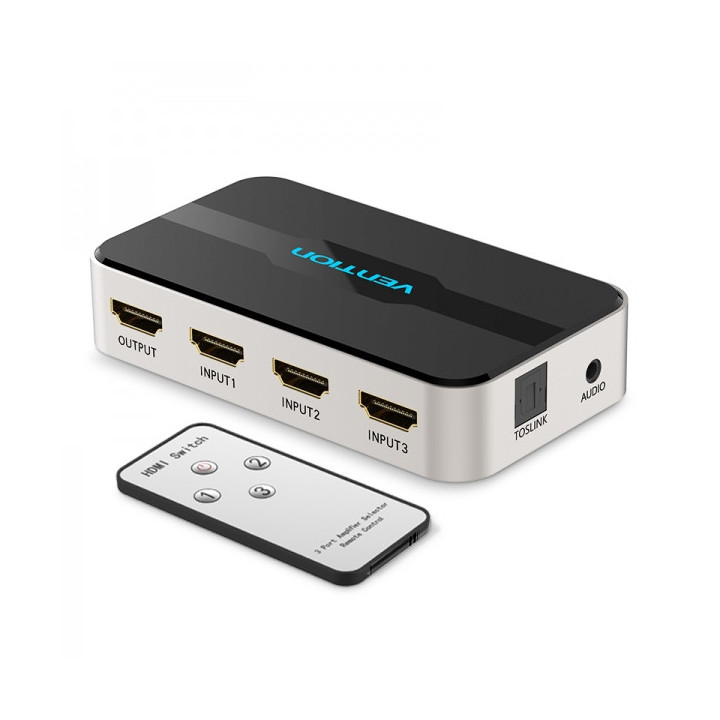 Vention Duplicador HDMI Hembra a HDMI Macho 3x1 con Audio - Color Gris