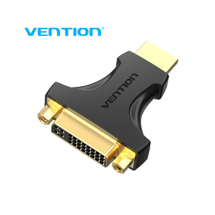 Vention Adaptador HDMI a DVI - Chapado en oro - Direccion dual - Resolucion 1080P@60Hz - Carcasa de PVC - Color Negro