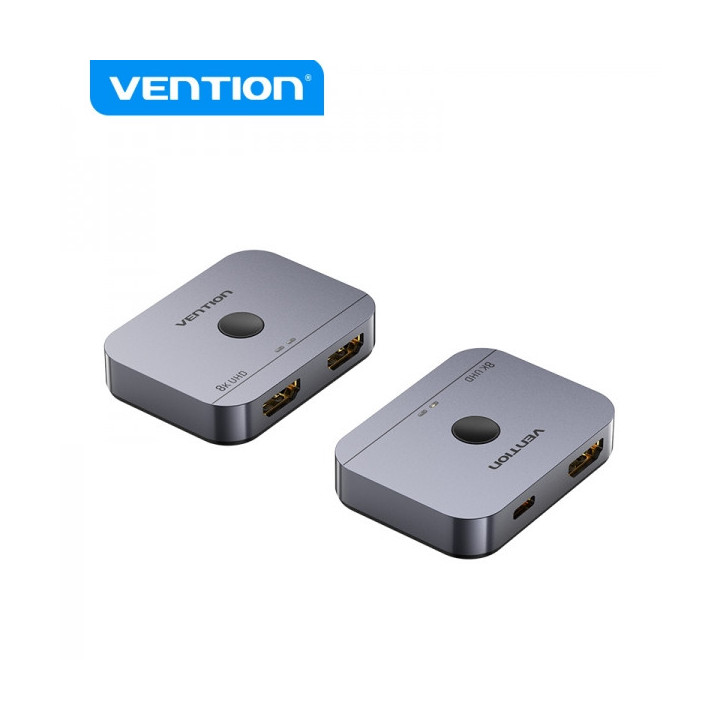 Vention Switch/Splitter HDMI 2.1 8K Bidireccional HDMI Hembra/USB-C Hembra a 2x HDMI Hembra - Color Gris