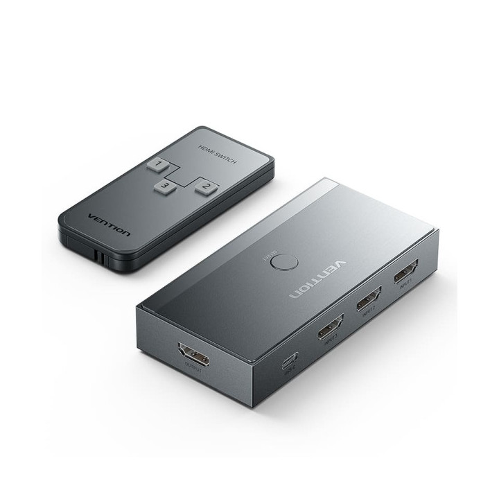 Vention Switch/Splitter HDMI 2.1 - 3x HDMI 2.1 Hembra 8K - USB-C - Color Gris