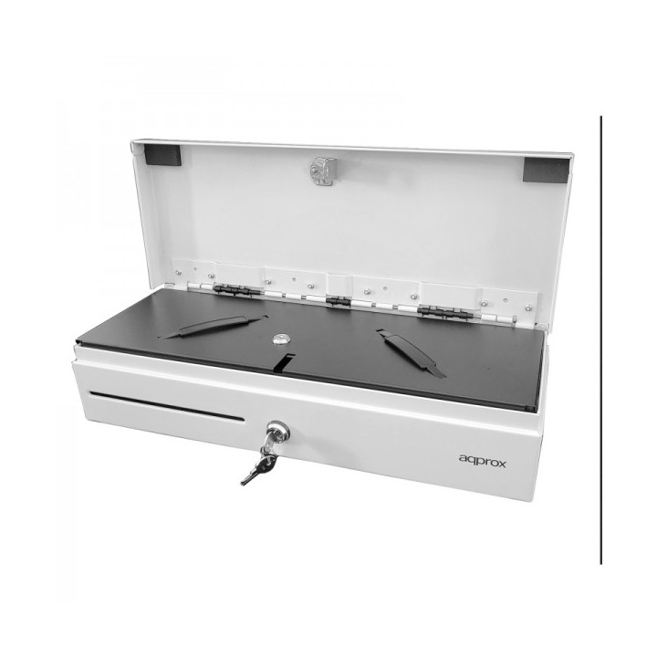 Approx Cajon Portamonedas Electrico Compacto - 14 Compartimentos - Apertura Manual y Automatica - Conexion RJ11 - Color Blanco