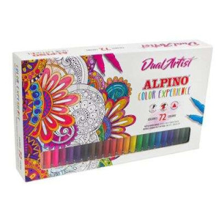 Alpino Dual Artist Color Experience Pack de 72 Rotuladores - Doble Punta para Dibujos mas Completos - Forma Triangular Ergonomi