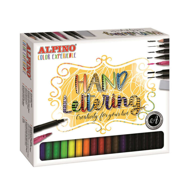 Alpino Color Experience Pack de 24 Rotuladores Hand Lettering + 1 Rotulador Punta Super Pincel