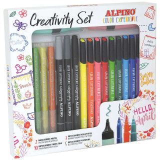 Alpino Color Experience Kit Creativo de 10 Fineliners - 5 Rotuladores Glitter Markers - 3 Rotuladores Especiales para Caligrafi