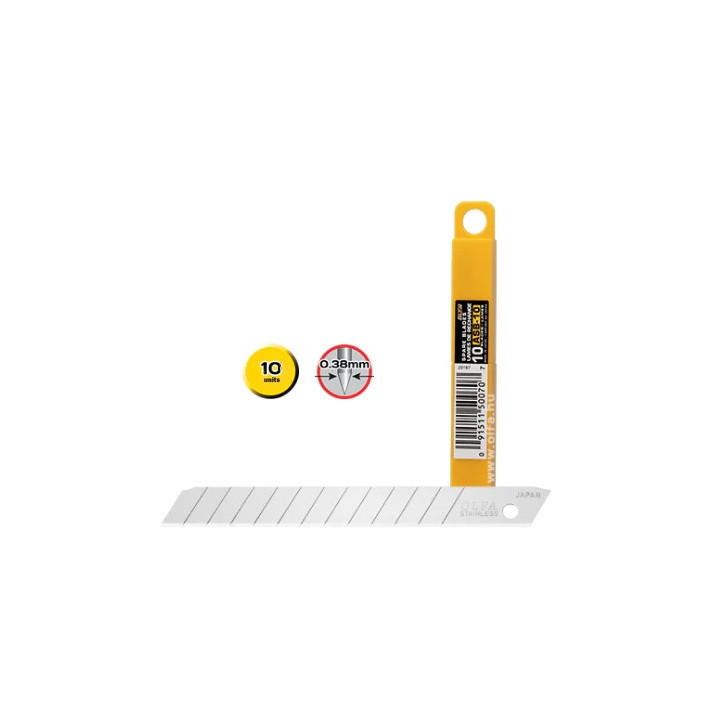 Olfa Pack de 10 Cuchillas de Respuesto para Cutters Olfa - 12 Segmentos - Ancho 9mm