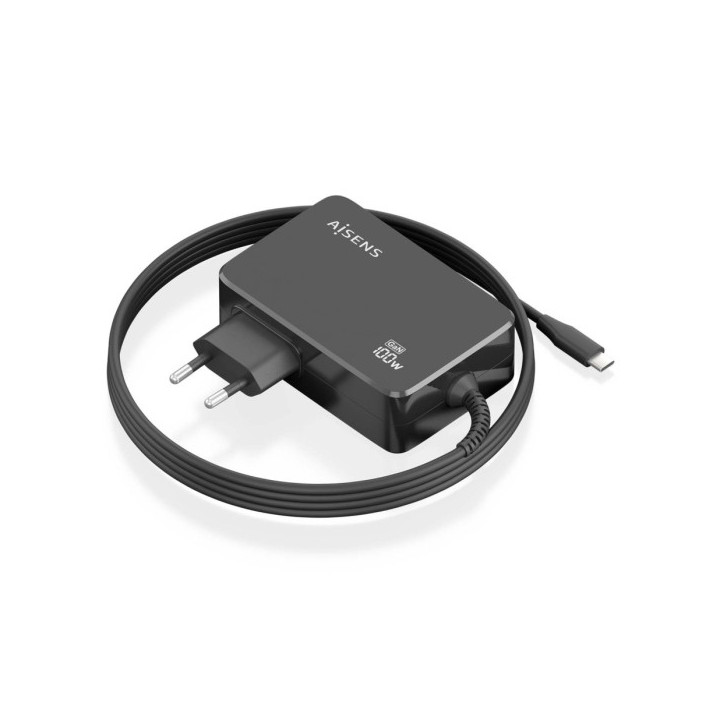 Aisens Cargador de Portatil GaN USB-C/PD 100W PD3.0 - Cable de 1.80m - Color Negro