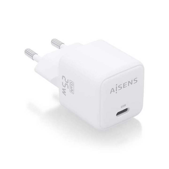 Aisens Cargador Gan 25W - 1xUSB-C PD3.0 QC4.0 - Color Blanco