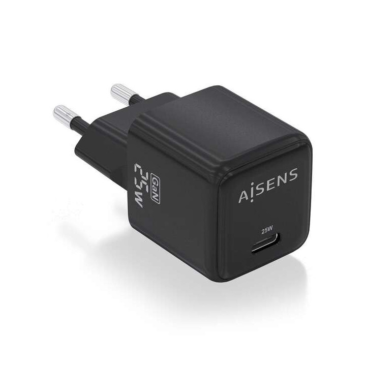 Aisens Cargador Gan 25W - 1xUSB-C PD3.0 QC4.0 - Color Negro