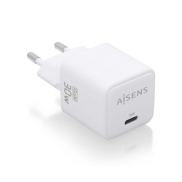 Aisens Cargador Gan USB-C 30W: Eficiencia Energetica y Seguridad - Tecnologia AI - Multiples Protocolos de Carga - Proteccion c
