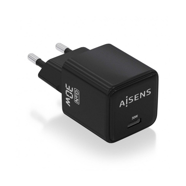 Aisens Cargador Gan USB-C 30W - Alta Eficiencia Energetica - Diseño Elegante y Moderno - Tecnologia AI para Carga Rapida