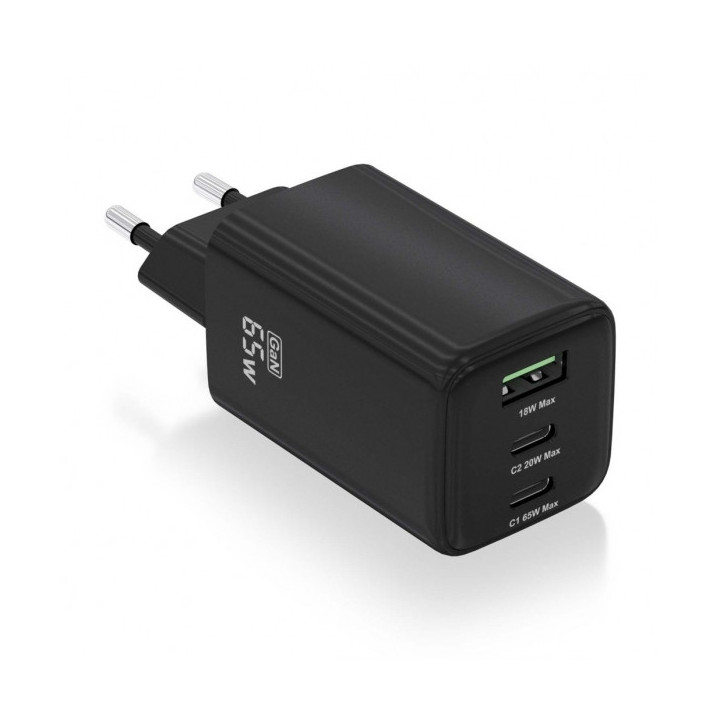 Aisens Cargador Gan USB-C 65W - Alta Eficiencia Energetica - Tecnologia AI para Carga Rapida - Multiples Protecciones de Seguri