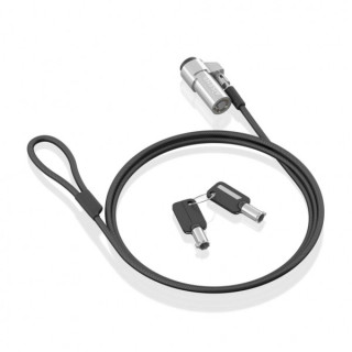 Aisens Cable de Seguridad de Acero con Cerradura de Llave - Compatible con Ranura Nano 2.5x6mm - Revestimiento de Vinilo - Colo