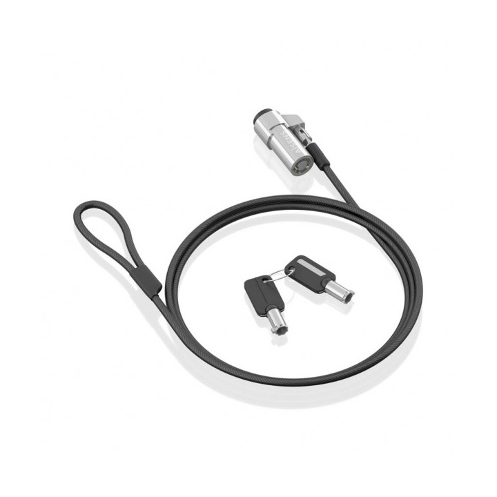 Aisens Cable de Seguridad de Acero con Cerradura de Llave - Compatible con Ranura Nano 2.5x6mm - Revestimiento de Vinilo - Colo