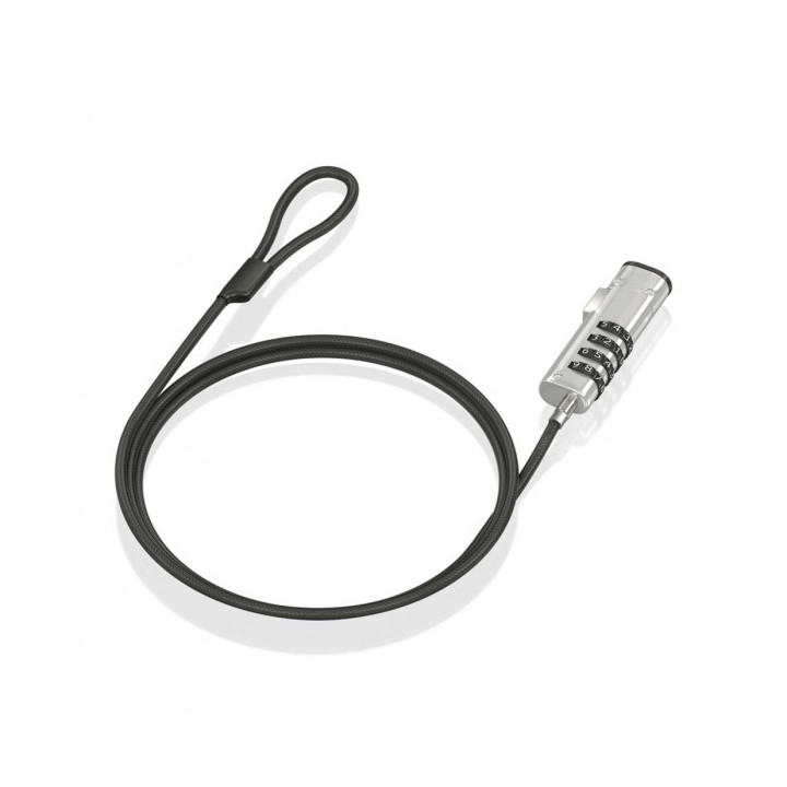 Aisens Cable de Seguridad Nano con Combinacion - Acero Revestido en Vinilo - Compatible con Ranura Nano 2.5x6mm - Cerradura de