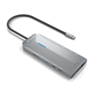 Aisens USB-C Dock 12 En 1 - USB-C a 2xHDMI - 1xRJ45 - 3xUSB-A - 2xUSB-C - 1xUSB-C PD - 1xAudio - 1xSD - 1xMicro SD - 15cm - Col