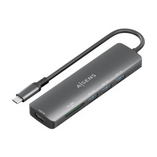 Aisens USB-C Dock 6 en 1 - USB-C a 1xHDMI - 3xUSB-A -  1xSD - 1xMicroSD - 15cm - Color Gris
