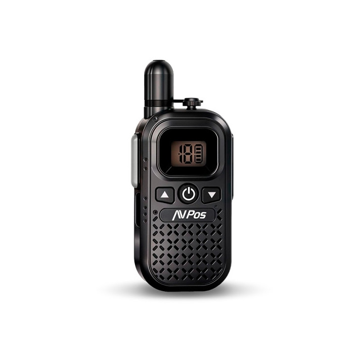 AVPos AVP-COMM-X25 Walkie Talkie - 16 Canales - 446 MHz - USB-C - Autonomia hasta 18h - Color Negro