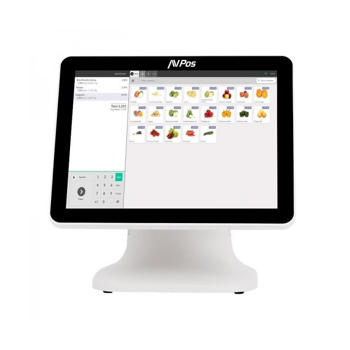 AVPos TPV K5000 Aluminio 15 Tactil Blanco - I7 - 8Gb Memoria - SSD 128gb - VGA y HDMI - Color Blanco