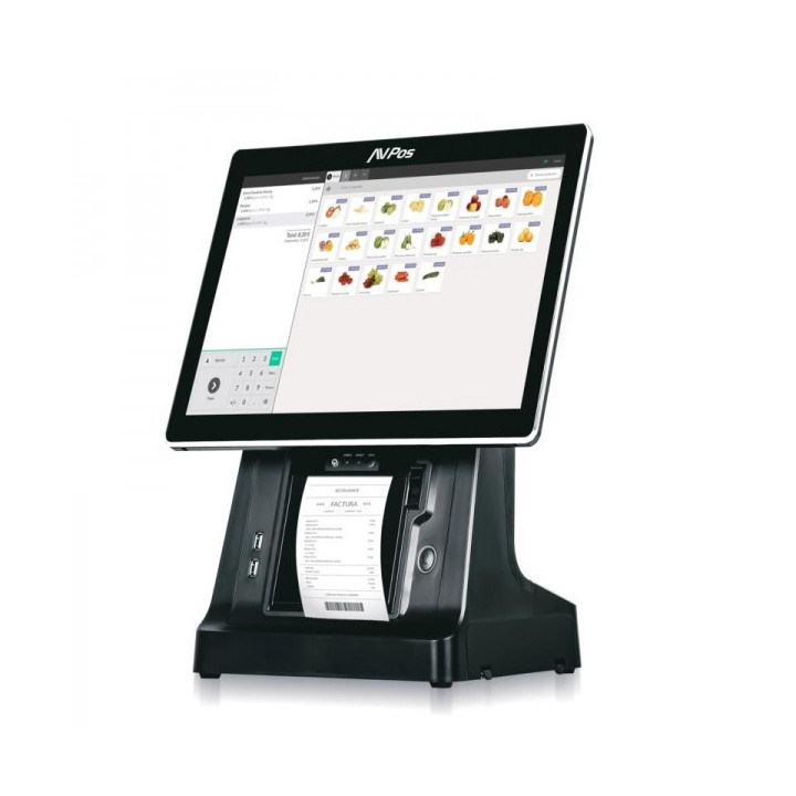 AVPos TPV K6000 15 Tactil - Impresora Integrada - I5 - 8gb Memoria - SSD 128gb - VGA y HDMI - Color Negro