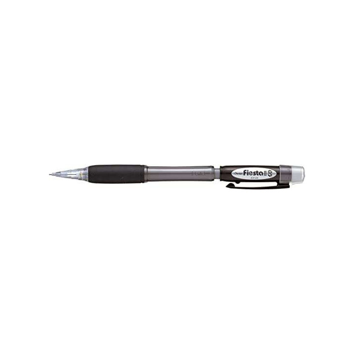 Pentel Fiesta II Portaminas HB 0.5mm con Goma - Incluye 2 Recargas - Grip de Goma - Diseño Ergonomico - Color Negro