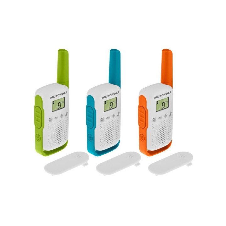 Motorola T42 Pack 3 Walkie Talkies - 16 Canales PMR446 - Alcance hasta 4Km - Autonomia hasta 18h