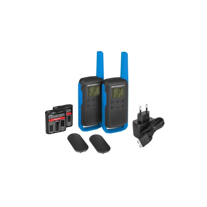 Motorola T62 Pack 2 Walkie Talkies - 16 Canales PMR446 + 121 Codigos de Privacidad- Alcance hasta 8Km - Autonomia hasta 29h - C