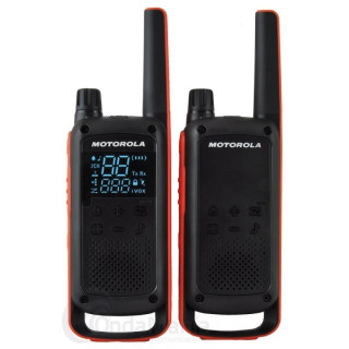 Motorola T82 Pack 2 Walkie Talkies - 16 Canales PMR446 + 121 Codigos - Alcance de hasta 10km - Autonomia hasta 18h - Color Negr