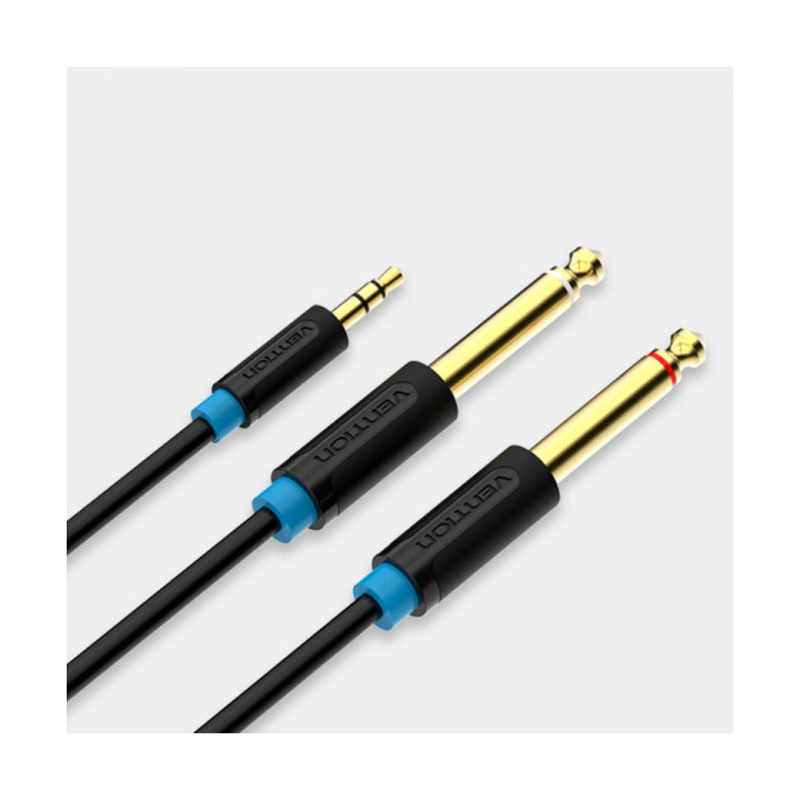 Vention Cable Estereo Jack 3.5 Macho a 2x Jack 6.5 Macho - 3m - Color Negro