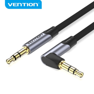 Vention Cable Auxiliar Estereo - Angulo de 90° - Chapado en Oro - Conductor de Cobre Esmaltado - Revestimiento de Aleacion de