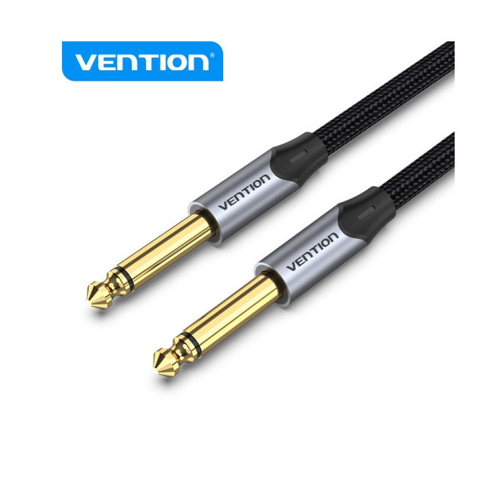 Vention Cable Audio 6.5mm 1.5m - Conectores TS macho - Niquelado - Conductor de cobre esmaltado - Color Gris